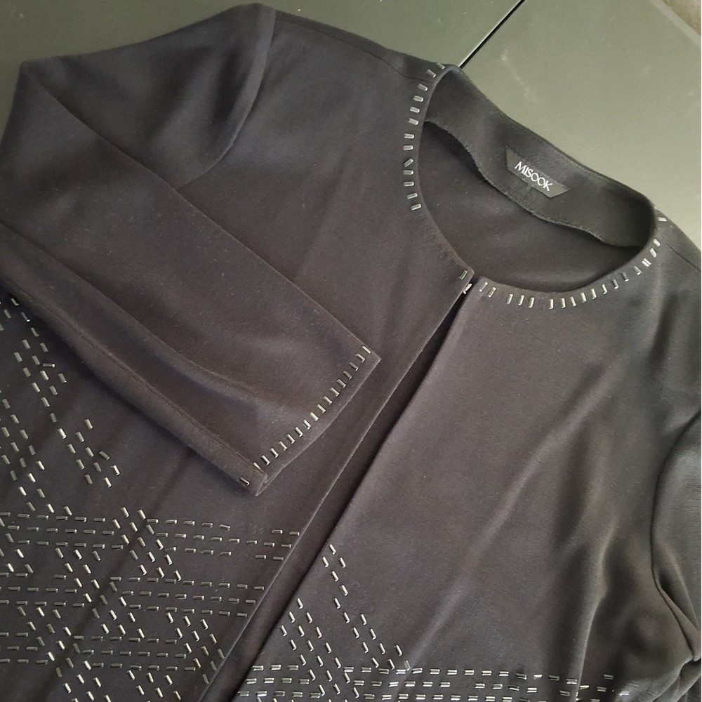 Misook Open Front Cardigan Jacket Embellishment Design Evening‎ Wear